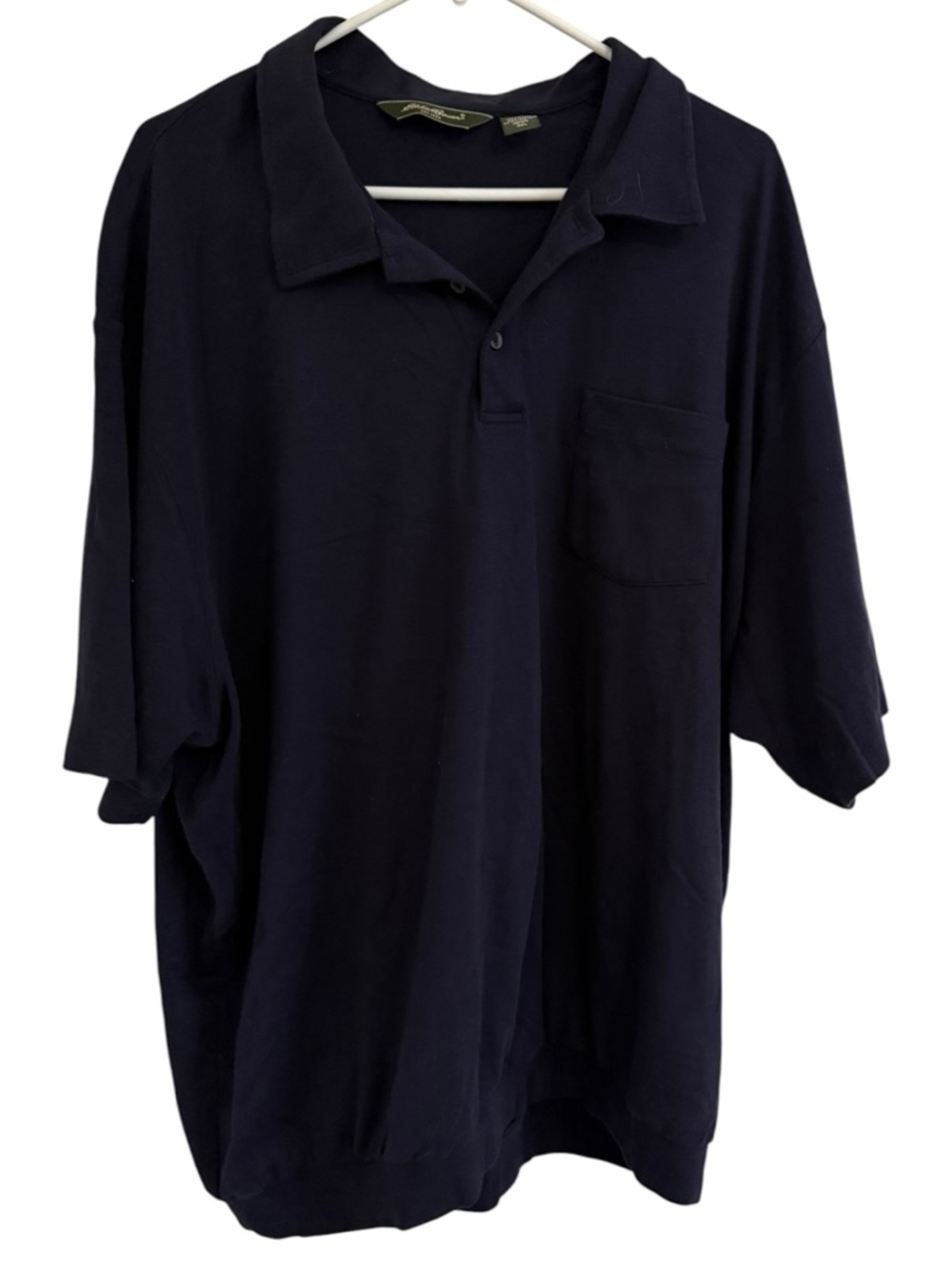 Eddie Bauer Mens Polo Shirt 3XL Navy Blue Short Sleeve Pocket Casual Cotton